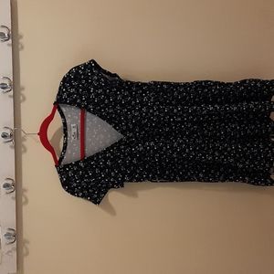 Dress, Hollister, Size M, Navy Blue with White Green Flower Pattern Short Sleeve